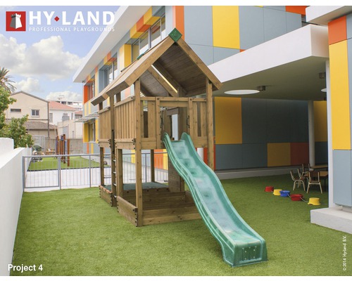 Spielturm Hyland Projekt 4 Holz mit Sandkasten, Rutsche grün