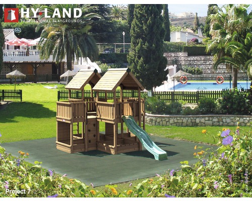 Spielturm Hyland Projekt 7 Holz mit Sandkasten, Kletterwand, Rutsche grün