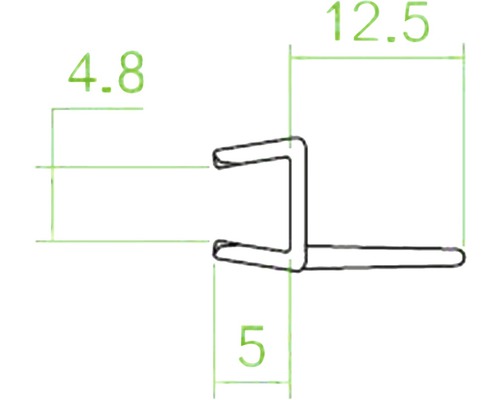 Technische Zeichnung eines Profils mit Maßangaben