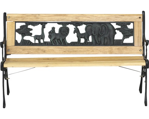 Gartenbank mit Tiermotiven auf der Rückenlehne