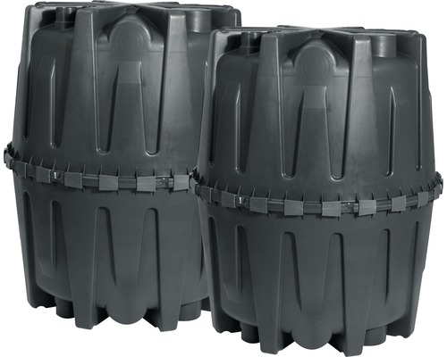 Herkules-Abwasser-Sammelgrube GARANTIA mit DIBt-Zulassung 3200 Liter Zwei graue Regentonnen aus Kunststoff