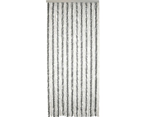 Flauschvorhang weiß grau aus Chenille 90 x 220 cm Camping Caravan Tür- Vorhang