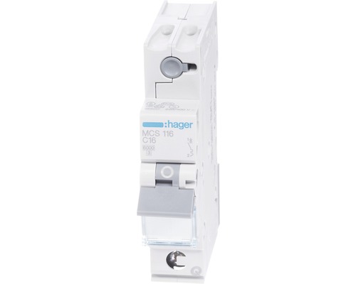 Hager MCS 116 16A Leitungsschutzschalter C 6 kA 1-polig Quick Connect 1 Modul Hager Leitungsschutzschalter C16