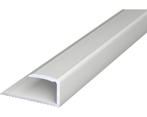 Einfassprofil 7-9 mm Alu silber 13x28x900mm Treppenkantenprofil aus Metall mit Riffelstruktur
