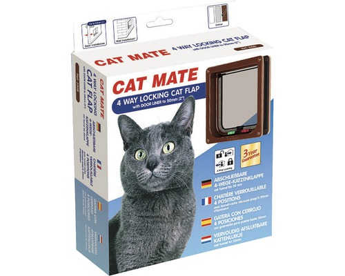 Katzenklappe Cat Mate 4-Wege Magnet abschließbar 192x200 mm braun Cat Mate Katzenklappe 4-Wege-Verriegelung mit Tunnel