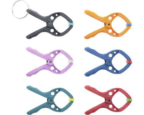 Sortiment an Kunststoffklammern in verschiedenen Farben