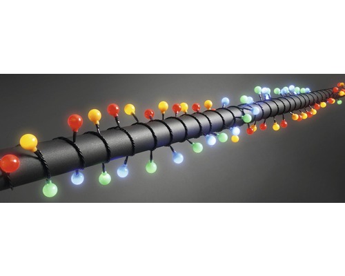LED Lichterkette Konstsmide große Globes 6,32 m + Zuleitungslänge 5 m 80 LEDs Lichtfarbe bunt Lichterkette mit bunten Kugeln auf schwarzem Kabel