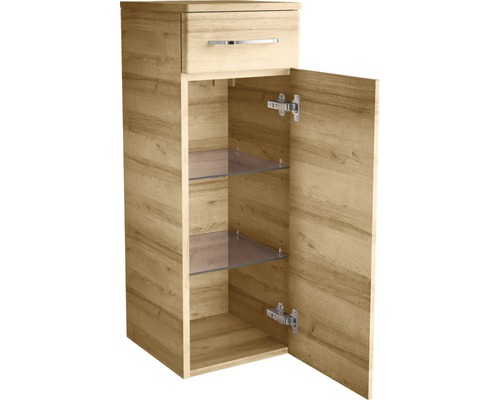 Badschrank mit Schublade, Tür und Glasböden