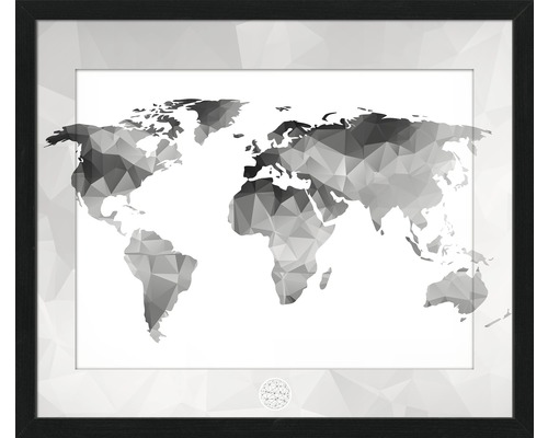 Gerahmtes Bild World Map 55x65 cm