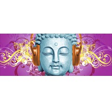 Buddha Statue mit Kopfhörern