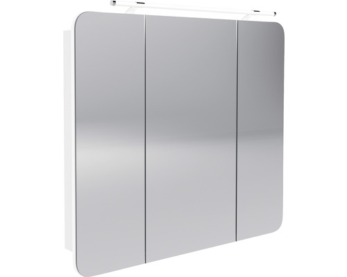 LED Spiegelschrank FACKELMANN Milano 90x78x15,5 cm weiß 3 Türen Spiegelschrank mit drei Türen und Beleuchtung