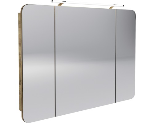 LED Spiegelschrank FACKELMANN Milano 110x78x15,5 cm Ast-Eiche 3 Türen
