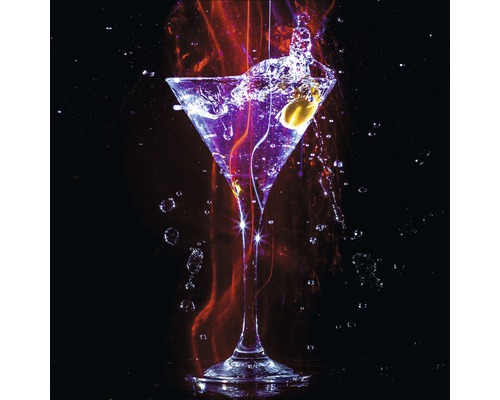 Glasbild Cocktail On Black I 20x20 cm GLA1403