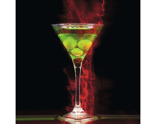 Glasbild Cocktail On Black II 20x20 cm GLA1404
