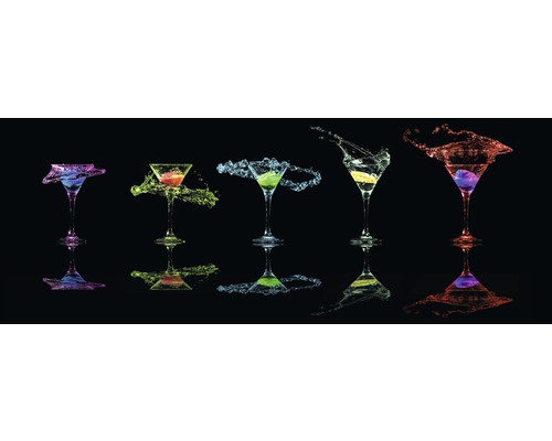 Glasbild Cocktail On Black V 30x80 cm GLA1407