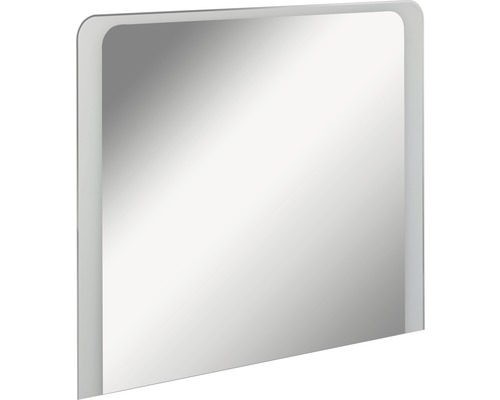 LED Badspiegelelement FACKELMANN Milano 100x80 cm 15,5 W Rechteckiger Badezimmerspiegel mit abgerundeten Ecken und integrierter Beleuchtung.