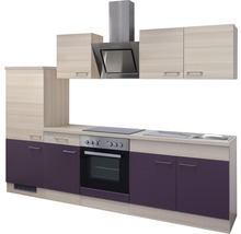 Flex Well Küchenzeile mit Geräten Focus 270 cm Frontfarbe akazie aubergine matt Korpusfarbe akazie zerlegt-thumb-4