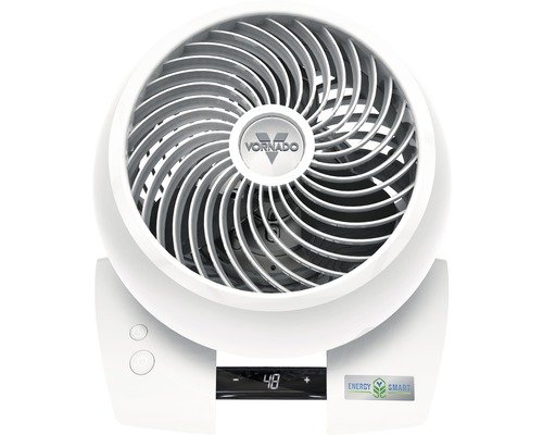 Weißer Vornado-Ventilator mit digitaler Anzeige