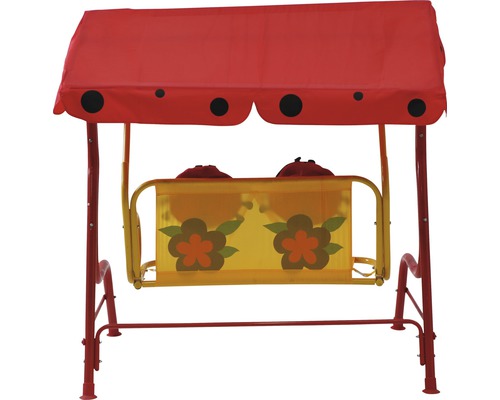 Kinderschaukel mit Sonnendach und floralem Design