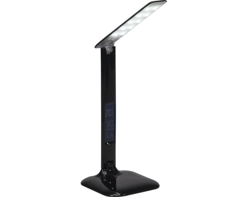 Schwarze LED-Tischleuchte mit Digitalanzeige für Temperatur, Datum und Uhrzeit