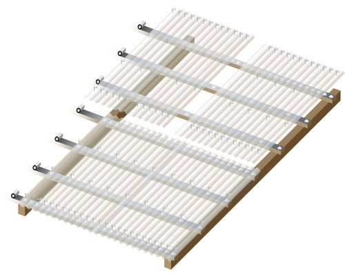 Dachkonstruktion mit transparenten Wellplatten und Holzunterkonstruktion