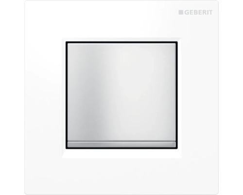 Urinalsteuerung GEBERIT Typ 30 pneumatisch Platte weiß glänzend / Taster chrom matt / Dekorstreifen chrom matt 116.017.KL.1
