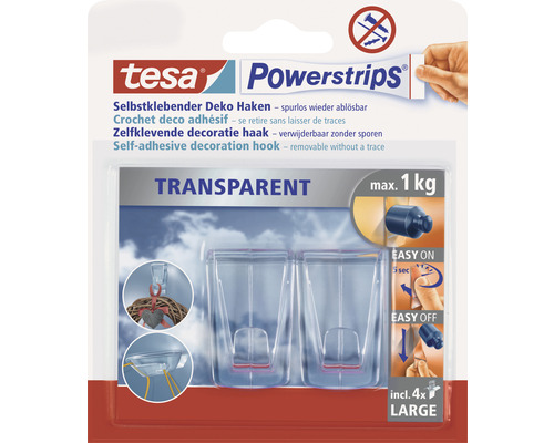 tesa Powerstrips Transparent Deco Haken L 2 Stück-0