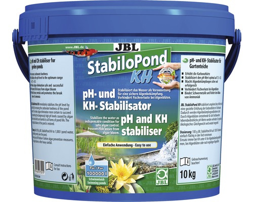 JBL StabiloPond KH zur Stabilisierung von pH-Wert und Karbonathärte für Gartenteiche in einem 10 Kilogramm Eimer