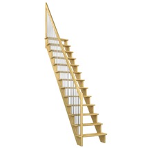 Holztreppe mit Metallgeländer für den Innenbereich