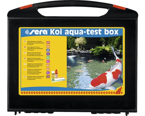 Wassertest sera Koi aqua-Test box mit pH-Wert, GH, KH, Ammonium/Ammoniak, Nitrit, Nitrat, Phosphat, Eisen und Kupfertest Wassertest sera Koi aqua-Test box mit pH-Wert, GH, KH, Ammonium/Ammoniak, Nitrit, Nitrat, Phosphat, Eisen und Kupfertest