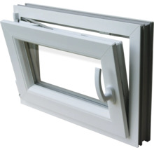 Kellerfenster Dreh-Kipp Kunststoff RAL 9016 verkehrsweiß 600x400 mm DIN Links (2-fach verglast)-thumb-1