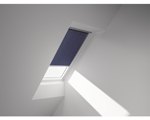 VELUX Sichtschutzrollo dunkelblau uni manuell Rahmen aluminium RFL C02 9050S