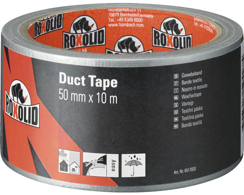 ROXOLID Duct Tape / Gaffa Tape Gewebeband silber 50 mm x 10 m Roxolid Gewebeband, 50 Millimeter mal 10 Meter
