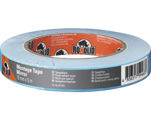 ROXOLID Spiegelklebeband Montageband weiß 19 mm x 5 m Roxolid Spiegel Montageband, 19 Millimeter mal 5 Meter