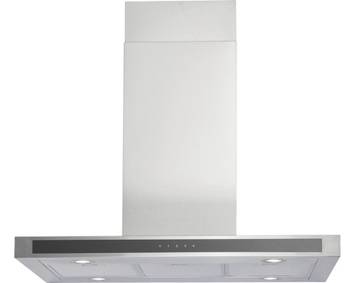 Dunstabzugshaube aus Edelstahl mit Bedienfeld und Beleuchtung