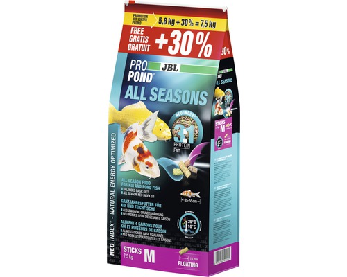 Futtersticks JBL ProPond All Seasons M 7,5 kg JBL Pro Pond All Seasons Teichfutter im 7,5 Kilogramm Sack