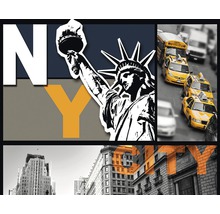 New York City Collage mit Freiheitsstatue und Stadtansichten