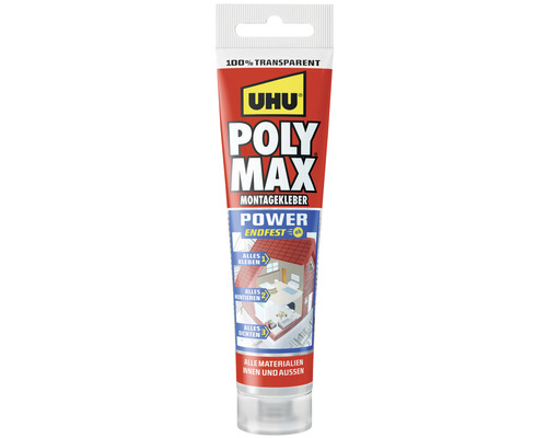 UHU POLY MAX Montagekleber Power Endfest glasklar 115g Uhu Poly Max Montagekleber Tube