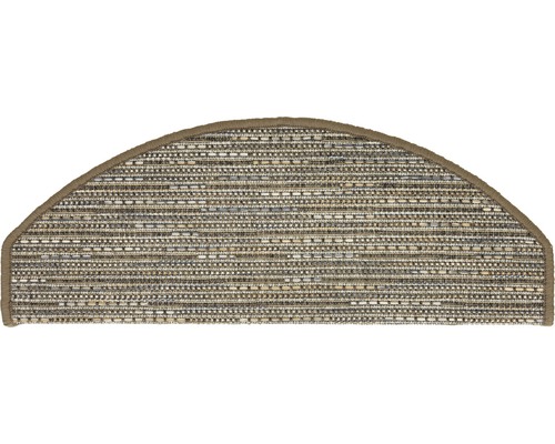 Halbkreisförmige Treppenstufe aus gewebtem Material mit brauner Bordüre