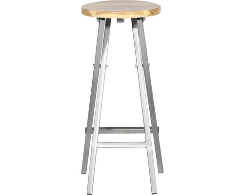 Barhocker mit Holz-Sitzfläche und Metallgestell