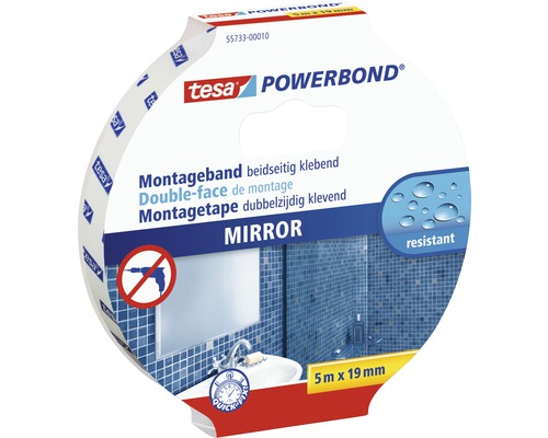 tesa Powerbond Spiegelklebeband Montageband 5m x 19mm Tesa Powerbond Spiegel Montageband 5 m x 19 mm