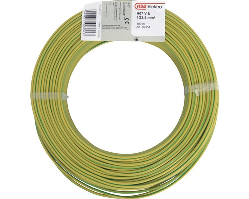 Aderleitung H07 V-U 1x2,5 mm² 100 m grün/gelb