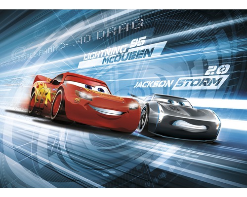 Fototapete Papier 4-423 Disney Edition 4 Cars 3 Simulation 4-tlg. 184 cm x 254 cm Lightning McQueen und Jackson Storm Rennwagen