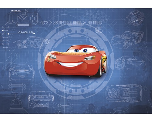 Fototapete Papier 8-488 Disney Edition 4 Cars 3 Blueprint 8-tlg.368 x 254 cm Zeichentischhintergrund mit Lightning McQueen