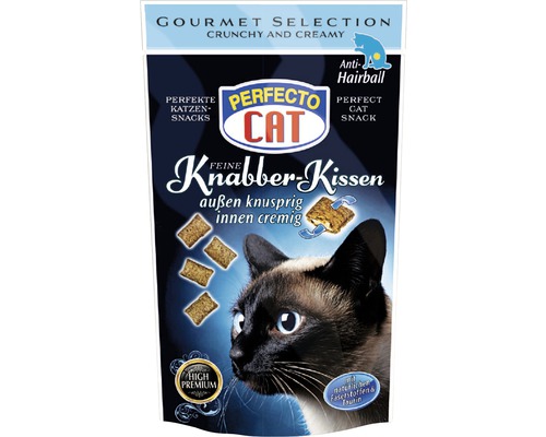 Katzensnack PERFECTO CAT Knabber-Kissen Hairbal 50 g Perfecto Cat Knabber Kissen Anti-Hairball Katzensnack