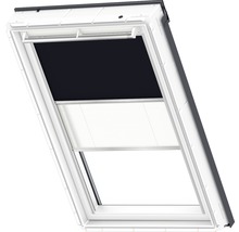 VELUX Vorteils-Set Verdunkelungsrollo uni dunkelblau und Faltstore Plissee weiß manuell Rahmen aluminium DFD C06 1100S