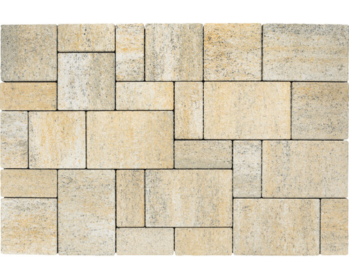 Pflastersteine in verschiedenen Größen verlegt