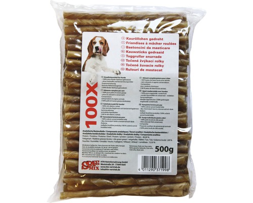 Hundesnack Kaurollen gedreht 100 Stück (7-8 mm) Kauartikel Verpackung Hunde-Kaurollen, 100 Stück