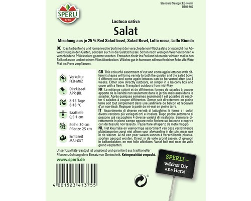 Sperli Salat Mischung Saatgutpackung