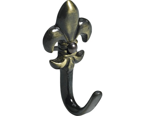 Garderobenhaken 1 Haken Zinkdruckguss vermessingt LxBxH 20x20x42 mm 2 Stück Matt Wandhaken aus Metall im Design einer Lilie